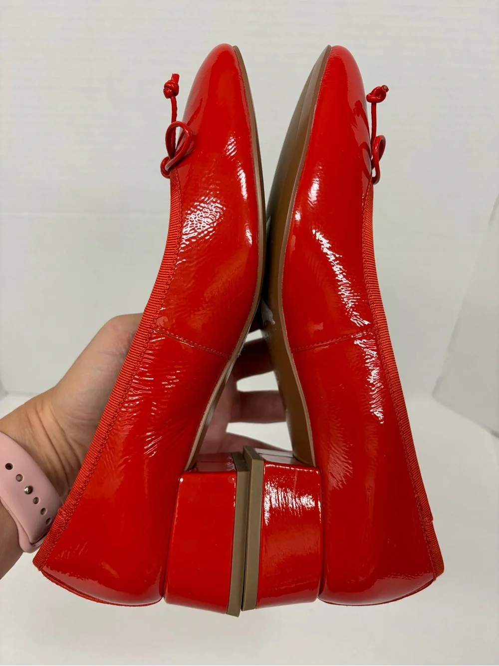 Anthropologie Bibi Lou Heeled Ballet Pumps Red/Orange 8.5